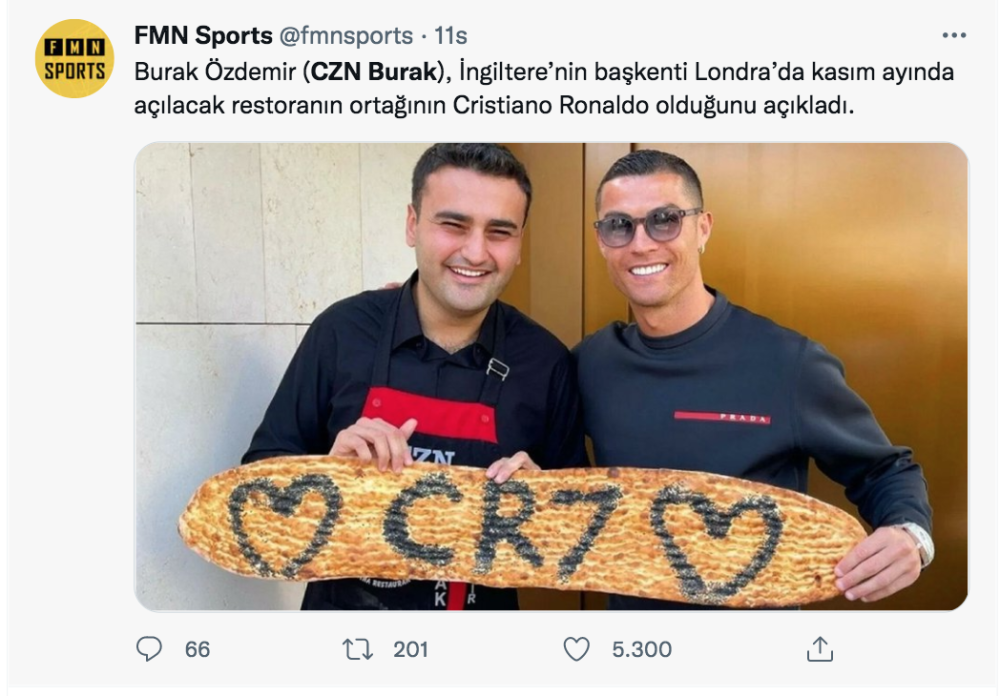 czn burak cristiano ronaldo ile ortak oldu